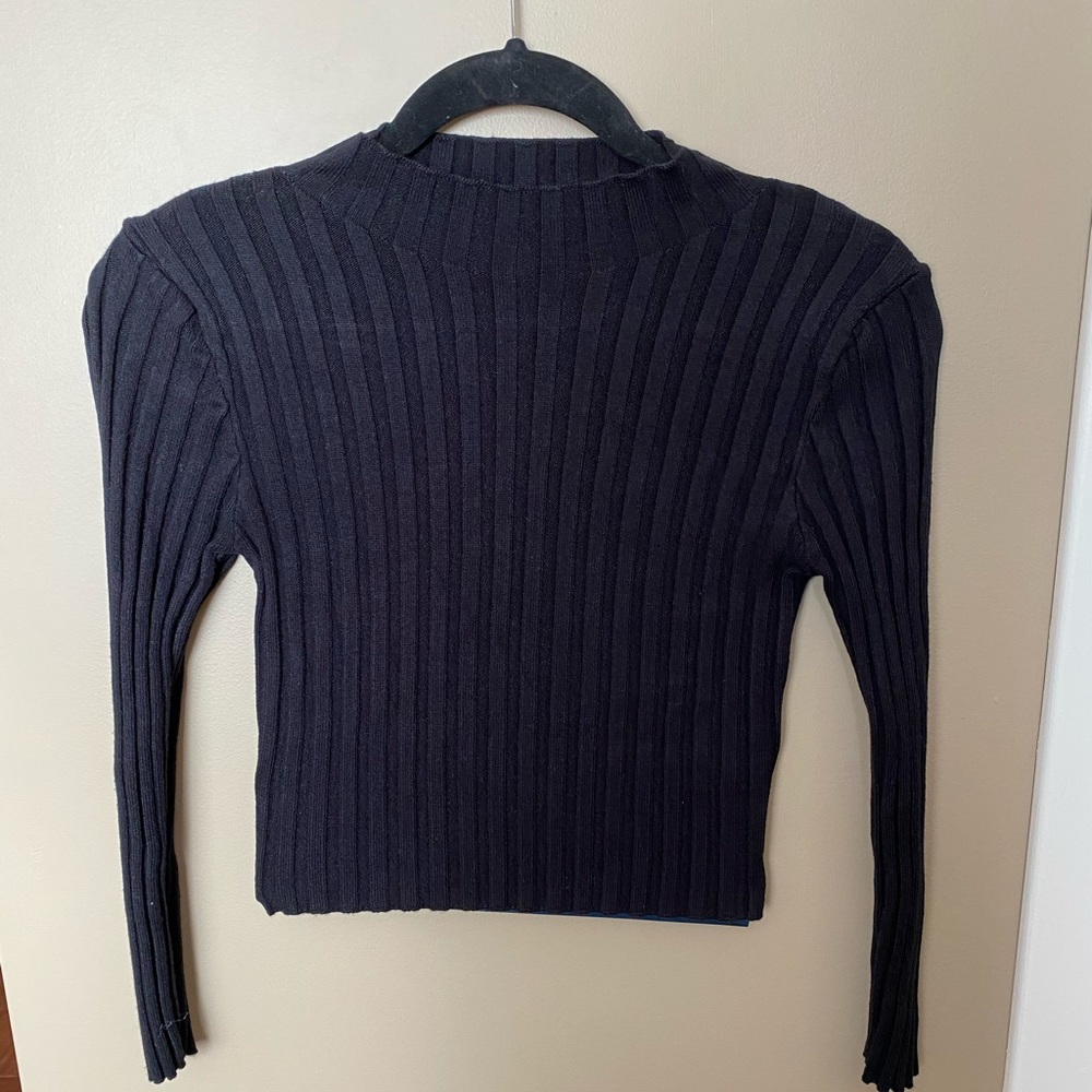 Black stretchy cropped turtle neck